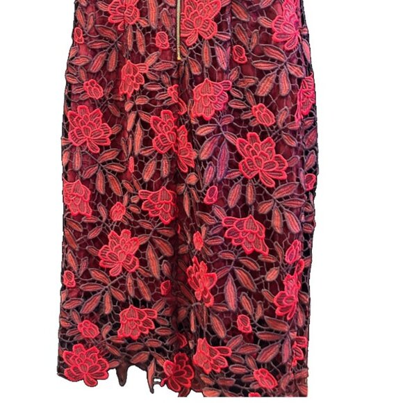 Calvin Klein Two-Tone Lace Sheath Dress - Size 6 | NWT Rosewood Red Midi - Picture 11 of 14